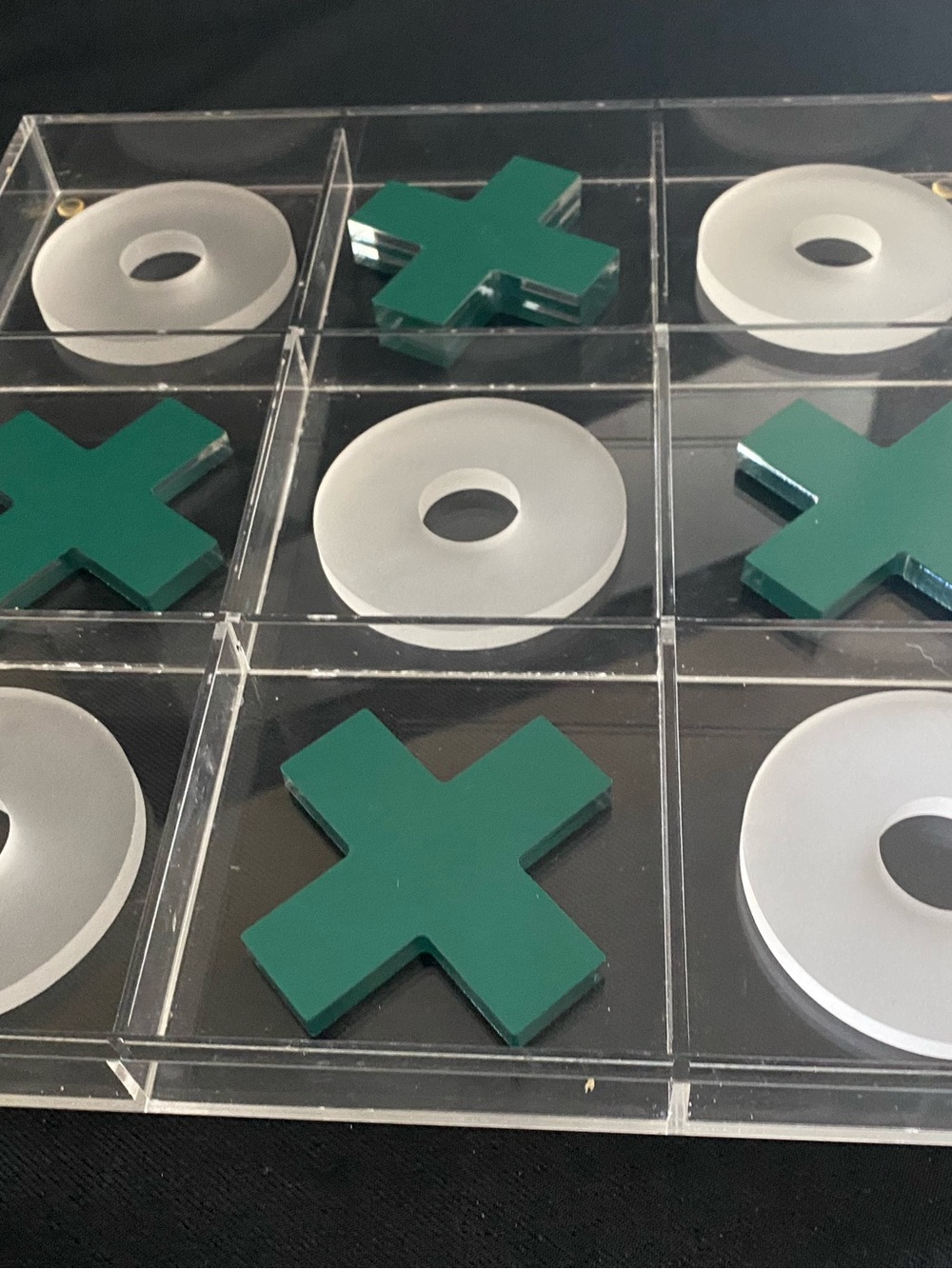 Classic Tic-Tac-Toe Game Set - Green & Frosted Pieces